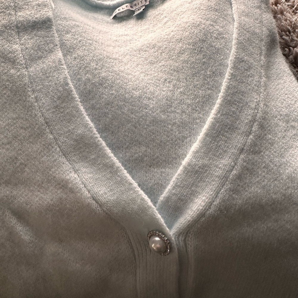 Celebrity Pink Soft Blue pearl Button-Up Cardigan - Picture 12 of 14